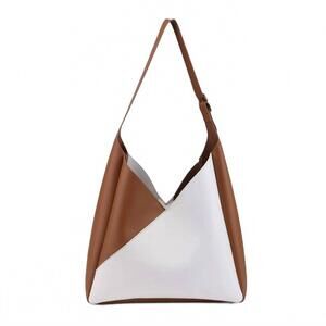 NEW MODA LUXE frannie two-tone hobo handbag in ivory tan